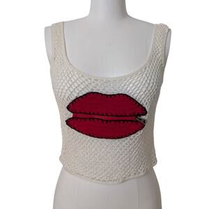Anna Kosturova Crochet Zipper Lips Pocket Tank Top